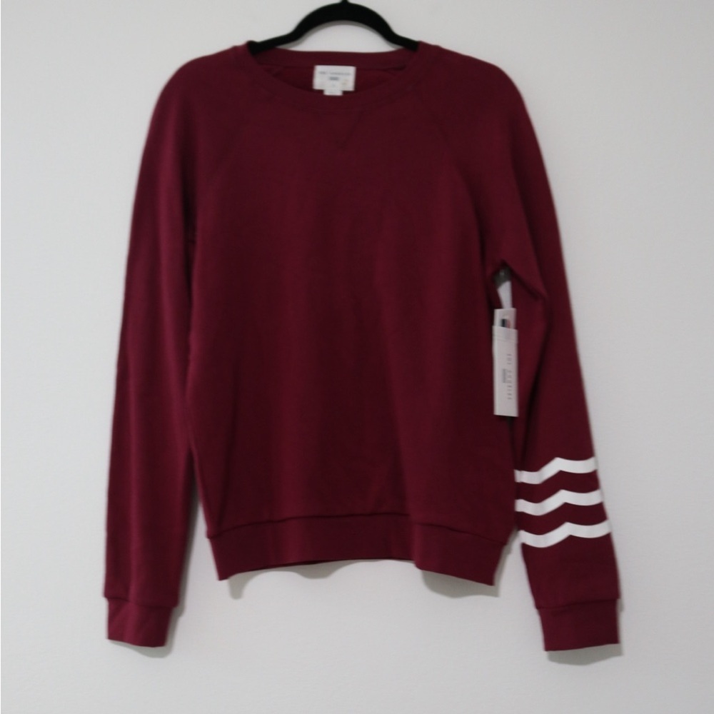 NWT Anthropologie Sol Angeles Waves Pullover Sweatshirt Women Maroon White Small